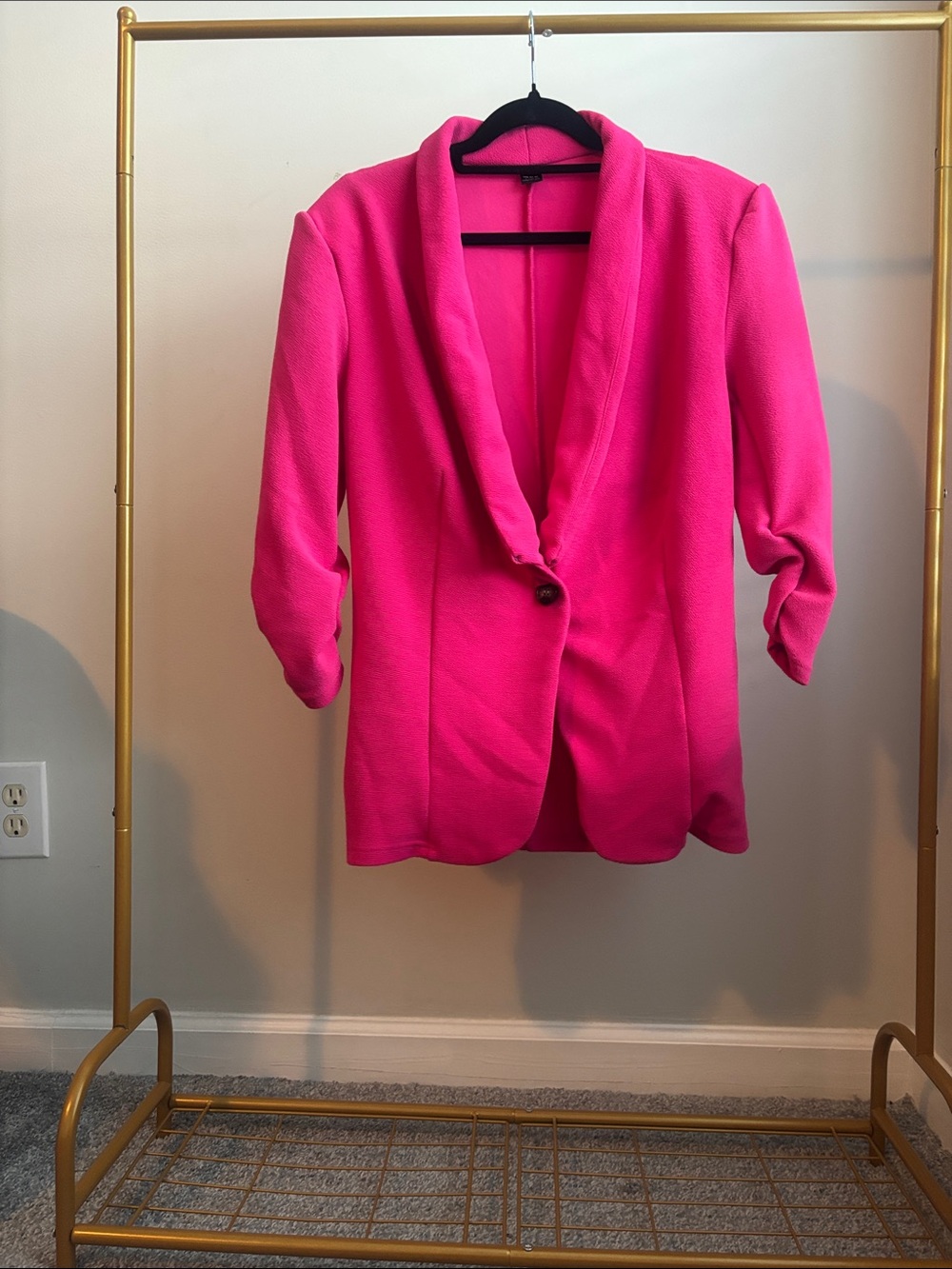 SHEIN Bright Fuchsia Shawl Collar Blazer